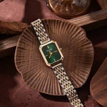 1pc New Luxury Steel Band Women's Watch, Fashionable Minimalist Square Quartz Wristwatch For Female Students, Perfect Gift For Women - Gold - View 4