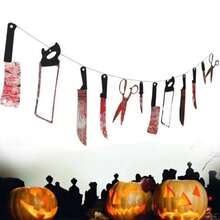 Halloween Horror Haunted House Prank Decor , Cleaver And Paper Bunting - Multicolor - View 6