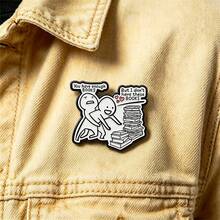 1Pc Cartoon Reading Meme Enamel Pin Funny Book Lover Brooch Lapel Badge For Women Reader Backpack Jacket Accessory Jewelry Gift - Bookworm - View 6