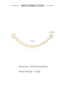 1PC 925 Sterling Silver Dangle Chain Attachment Beaded Nose Chain Double/Triple Layer Chain Connector Dangle Helix Cartilage Chain Accessory - Gold - View 18