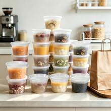 45 Sets Of Clear Plastic Storage Containers With Lids (8/16/24/32 Oz), PP Material, Heat-Resistant, Leak-Proof, Microwave , Reusable, Perfect For Dry Goods And Soups, Ideal For Family Gatherings, Restaurants, And Catering Services - 45 Sets - 查看 4