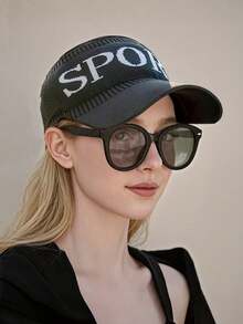 Letter Open Top Sun Hat For Women, Wide Brim Sun Protection Hat, High Ponytail Compatible, Breathable, Non-Stuffy, Knitted, Men's Sports Outdoor Running Versatile Sun Hat - Multicolor - View 8