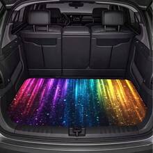 1pc Rainbow Beam Sparkling Starry Night Pattern - Polyester Fiber Car Trunk Mat, Travel Essential, Universal For Multiple Car Models, Car Interior Decoration, Enhances Car Atmosphere, Keeps Your Trunk Clean And Dry, Suitable For Users Who Love Small Animals. Also Suitable For Daily Commute, Self-Driving Trips And Family Use. - Rainbow Beam - View 11