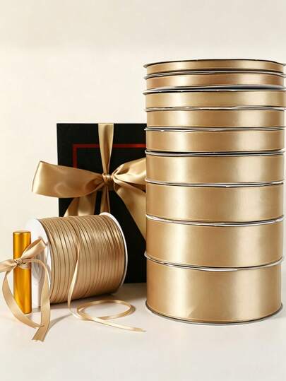 0.6cm 1cm 1.5cm 2cm 2.5cm 4cm Champagne Gold Floral Packaging Ribbon Bows, Polyester Satin Ribbon, Gift Box Ribbon, Jacquard Ribbon