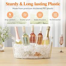 6.5L Party Ice Bucket, Large Plastic Beverage Cooler, Suitable For Champagne, Wine, Beer, Transparent Beverage Bucket, Suitable For Mimosa And Cocktail Bar, Portable Cooler Bucket, Suitable For Party Hosting And Service - View 4