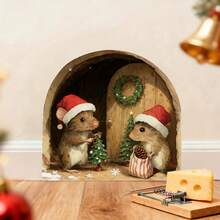 1/3/5pcs Christmas Mouse Hole Wall Sticker Cute Mice With Santa Hat Baseboard Decal Self Adhesive Removable Wall Art For Skirting Board Holiday Home Decoration - Christmas Mouse Hole Sticker - View 4
