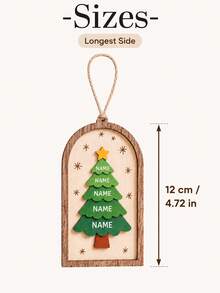 Custom Wooden Christmas Tree Ornament, Personalized Rustic Holiday Hanging Decor, Customized Name Family Tree Pendant, Customizable Merry Christmas Home Accent, Xmas Tree Decoration, Seasonal Party Decor, Christmas Gift, Christmas Decoration, Family - Style a - View 2