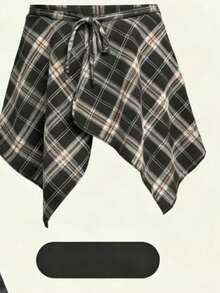 1 pieza Vestido camisa a cuadros vintage para mujer, largo con cintura alta, línea A y dobladillo asimétrico, con cinturón ajustable, estilo versátil para combinar con todo, adecuado para el Día de San Valentín, boda, Navidad, regreso a la escuela, Día del Padre, boda, carnaval, boda, suministros de boda para novia de playa, regalo, despedida de soltera, viaje, maestro, estudiante, vacaciones. - Multicolor - Ver 5