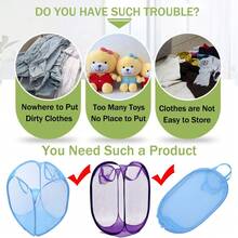 Foldable Mesh Laundry Basket, Multiple Colors Available, With Handle, Large Capacity Design, Breathable Collapsible Dirty Clothes Hamper, Space Saving Storage Bin For Home, Bathroom, Bedroom, Dorm, Laundry Room Clothing Organization - Multicolor - View 6