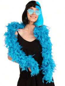 MESHUOKAI Khăn choàng lông vũ tự nhiên xù xì viền lông vũ, phụ kiện trang phục cho tiệc Halloween, trang phục cưới, biểu diễn sân khấu, trang trí chụp ảnh sinh nhật - Đỏ - Xem 3