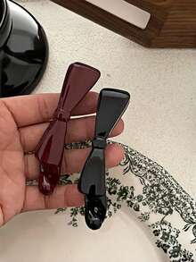 2pcs/1pc Minimalist Glossy Solid Color Bow Banana Twist Hair Clip, Non-Slip Strong Grip Vertical Ponytail Clip, Elegant Hair Accessory For Women, Suitable For Daily, Office, Travel - Multicolor - View 10