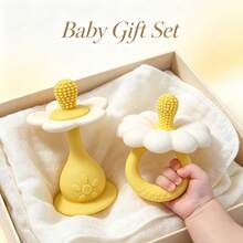 2PCS/Set Mainan Gigit Bayi Berbentuk Bunga + Mainan Meja Bayi Berbentuk Bunga, Alas Hisap Kuat, Dapat Ditempelkan di Meja atau Kamar Mandi, Desain Empeng Berbentuk Bunga, Mainan untuk Mengonsumsi Gusi Bayi yang Sedang Tumbuh Gigi - MultiWarna - View 4