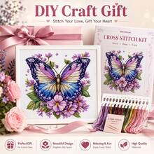 Butterfly And Floral Pattern Cross Stitch Kit/Plum Blossom, Orchid, Bamboo And Chrysanthemum Bookmarks, Suitable For Adults. New Healing DIY Stress Relief Creative Gift, For Room Decoration/Hanging Decor. Unframed. - Multiple Styles - View 8