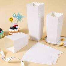 10/24pcs White Food Boxes, French Fry Boxes, Popcorn Cups, Popcorn Buckets, Birthday Party Decorations And Snack Boxes For Home Movie Night, Suitable For Lunch Box, Bakery Bread, Burger Restaurant - White - View 6