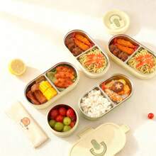 304 Stainless Steel Bento Box Adult, Microwavable Lunch Containers With Lids, 2 Compartment Meal Prep Containers, Leakproof Metal Lunch Box, Travel Food Containers, Divided Lunch Bowls For Student, Japanese Bento Box - Multicolor - View 3