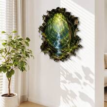 1pc Stone Cave Broken Frame Secret Forest Landscape Wall Sticker, Self-Adhesive Removable Waterproof Creative Sticker, Suitable For Home Decor, Glass Decoration, Atmosphere Decoration - A - View 5