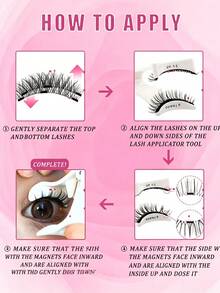 2 Pairs Of Magnetic False Eyelash Sets, Natural And Realistic, Magnetic Paste, No Glue, Light And Reusable, With Eyelash Curler, Easy To Wear - View 6