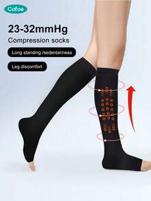 Cofoe Open Toe Compression Socks For Women & Men Circulation 23-32mmHg Is Best Support For All Day Wear - 23-32 MmHg - View 1