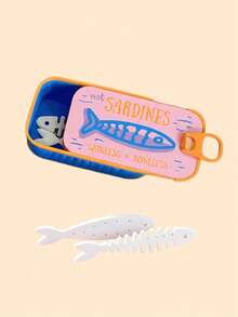Novel Sardine Can Jewelry Box - Unique Fish-Shaped Tin Travel Jewelry Box, Cute Yellow & Blue Color Home Storage Box With Lid, Includes Fish Bone Shaped Jewelry Stand, Can Store Bracelets, Necklaces, Rings, Earrings, Multiple Colors Available, Perfect Gift For Women And Girls - Multicolor - View 28