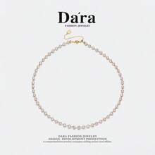 DARA Freshwater White Pearl Necklace S925 Silver 4-5mm High Luster Adjustable Clavicle Chain Gift Box Style For Women - White - View 8