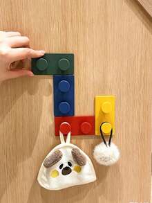 Mixed Color Home Hooks, Building Block Style, Multi-Color, Strong Adhesive Backing, Drill-Free Installation, Seamless And Aesthetic, High Load-Bearing, Can Hang Coats, Scarves And Bags, Suitable For All Indoor Walls, Multi-Functional Hooks - Multicolor - View 4