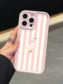 1件條紋鴨子圖案全包覆TPU防震手機殼，適用於Apple 17 16 15 14 13 12 11 Pro Max - 彩色 - 查看 1