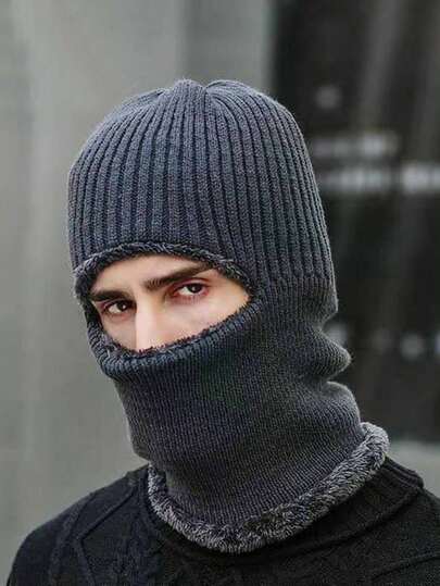 1pc Men's Ski Mask Winter Knitted Windproof Full Face Balaclava Fleece Ski Mask Unisex Winter Warm Face Mask Scarf Winter Accessories Winter Warm Headwear