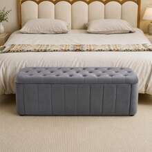 Velor Bench With Storage Space, Modern Upholstered Bench With Rounded Corners, Chest Of Drawers With Storage, Padded Stool For Bedroom, Living Room, Hallway, 132 X 47.5 X 44 Cm - A - View 5