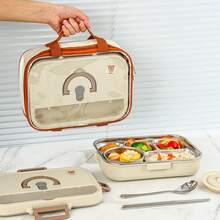 304 Stainless Steel Lunch Box, Bento Box Adult, Leakproof Japanese Bento Box With Utensils And Soup Bowl, Microwaveable Metal Lunch Box, Stainless Steel Containers With Lids, For School Student - Multicolor - View 4