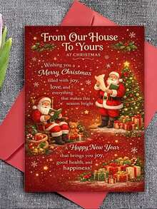 10/2pcs/Set Christmas Greeting Cards With Envelopes, Suitable For Friends, Family And Neighbors, Holiday Blessings, 2D Cards, Perfect For Family Exchange And Winter Gatherings, Christmas Cards, Perfect Christmas Invitations - One Size Fits All - View 4