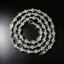 歐美嘻哈風鋅合金水鑽梅花十字網球鏈中性全水鑽項鍊 - 銀色 - 查看 6