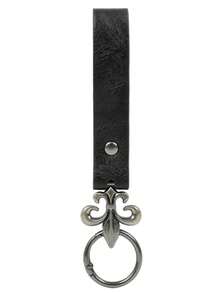 1pc Medieval Leather Belt Key Hook, Vintage Lily Metal Ring Keychain, Renaissance Viking LARP Cosplay Waist Hanging Costume Accessory, Halloween Outfit Decoration - ZSJ - View 9
