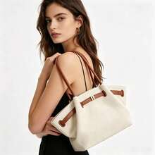 Jw European Style Hana Dumpling Bag Large Capacity Tote Bag For Women, Shoulder & Handheld Dual-Use Commuter Bag, Lightweight & Durable, Suitable For Work, Commuting, School, Shopping, Short Trips, Daily Outings - Beige - View 11