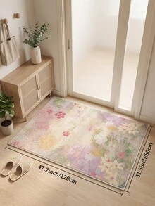 1pc Light Purple Floral French Style Living Room Rug, Suitable For Kitchen, Dining Room, Bedroom Holiday Decor, Indoor/Outdoor, Office, Anti-Slip Doormat, Bathroom, Hallway, Study Area Carpet - Mauve Purple - View 15
