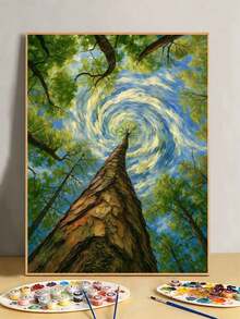 DIY Rotating Forest Sky (Frameless 8x12 / 16x20 Inch) Digital Oil Painting Kit (Acrylic Paint) Adult Beginner Art Craft, Home Wall Decor, Holiday Gift, Natural Landscape Oil Painting Art Decoration - Sets - View 1