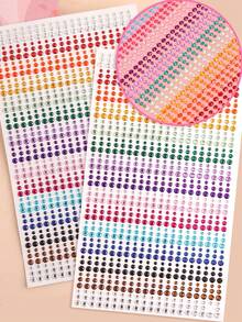 2PCS Mixed 15-Color Multi-Grain Large 3D Rainbow Rhinestone Face Stickers, Women's 3D Facial Decoration Rhinestone Stickers, Holiday Gift, DIY Music Festival Party Makeup Ball Face Decoration Rhinestone Stickers,Halloween Costume - Multicolor - View 8