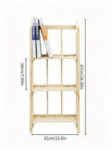 3-Tier Solid Wood Bookshelf, Stable Space-Saving Freestanding Storage Rack, For Home Office Study Bedroom Book & Sundry Storage, Suitable For Students And Office Workers - Multicolor - View 10