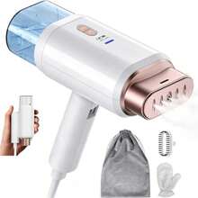 Plancha de Vapor Portátil 1200W, Doble Voltaje 120V/220V, Vaporizador de Ropa de Viaje con Depósito 180ml, Calentamiento en 20s, Plegable y Ligera, Plancha para Ropa Vertical y Horizontal - Blanco - Ver 2