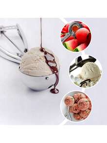 Stainless Steel Ice Cream Scoop 6 Cm With Release Mechanism, 23 Cm Large Portioning Spoon With Ergonomic Handle, Easy Clean Serving Tool For Ice Cream, Rice, Mashed Potatoes, Cookie Dough, Melon And Everyday Kitchen Use - Silver - View 4