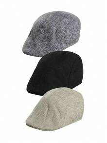1/2/3pcs Men's Ivy Flat Cap, Vintage Gentleman Style, Breathable & Lightweight, Spring/Autumn, Casual Daily Commute Travel Streetwear Hat - Multicolor - View 16