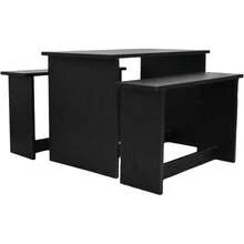 Hogare Set de 3 Mesas de Centro en Melamina Texturizada - Prácticas y Combinables - Negro - Ver 4