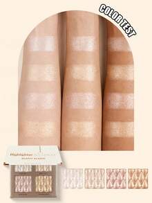 beauty glazed Palet Makeup Highlighter 4 Warna, Stik Kontur Highlighter, Bayangan Kontur Perunggu Berkilau, Palet Eyeshadow Highlighter Pencerah, Set Makeup Eyeshadow - MultiWarna - View 6