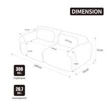 Modular Compression Sofa Made Of Chenille Fabric Filled With 30D High Resilience Foam. Easy To Move And With Non-Slip Base, Ideal For Living Rooms And Other Rooms.Ivory, 189 X 91 X 71 Cm - White - View 11