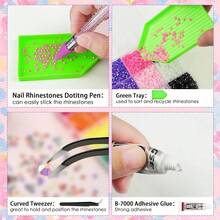 32,000pcs/40 Colors Flat Back Rhinestone Set, Multi-Color Handmade Gemstone Kit With Pickup Pen And Tweezers, Suitable For DIY, Clothing, Shoes, Shiny Jewelry, Colorful Mixed Palette - Multicolor - View 6