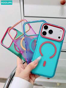 KOOLIFE 1pc Luxury Magnetic Wireless Charging Phone Case, Dopamine Color Full Coverage Shockproof Protective Shell, Compatible With IPhone 18 Pro Max, 17, 17 Pro Max, 16 Pro, 15 Pro Max, 13 Pro, 15, 14, 14 Pro, 13 - Sky Blue - View 5