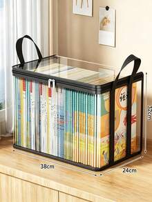 2/1 Heavy Duty Transparent PVC Storage Box, Foldable With Visible Window Storage Bag, Thickened Waterproof Rectangular Container, Suitable For Books, Toys, Stationery And Snacks, Space-Saving Home And Classroom Storage, Practical Holiday Gift Choice,Bedroom Room Decor,Back To School - Multicolor - View 8