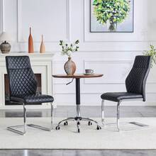 [Set Of 2] Black Diamond Pattern Dining Chair: High Back And Comfortable Seat Cushion, Silver Metal Frame Non-Slip And Robuste, Suitable For Restaurants Etc, 43 X 63 X 100 Cm - Black - View 2
