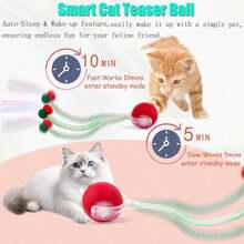 1pc Random Color Indoor Cat Interactive Toy, Automatic Cat/Kitten Toy, Suitable For Bored Indoor Adult Cats, Motion Activated USB Rechargeable Automatic Rotating Interactive Rolling Ball Cat Toy, Suitable For All Breeds And Sizes Of Cats, Automatic Moving Cat Ball, USB Rechargeable Interactive Ball, Durable Automatic Rotating Ball, Suitable As An Interactive Toy For Cats. - View 4