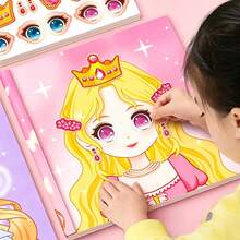 1PC Princess Dress Up Sticker Book For Kids, 50+ Pcs Reusable Fashion Outfit Stickers, Creative DIY Paper Doll Activity Set, Fun Travel Toy Gift For Girls - 1 Random Book - View 1