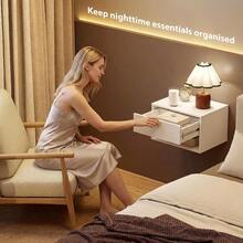 Modern Floating Wall Mounted Bedside Tables With Fluted Drawer For Bedroom And Living Room - White - View 10